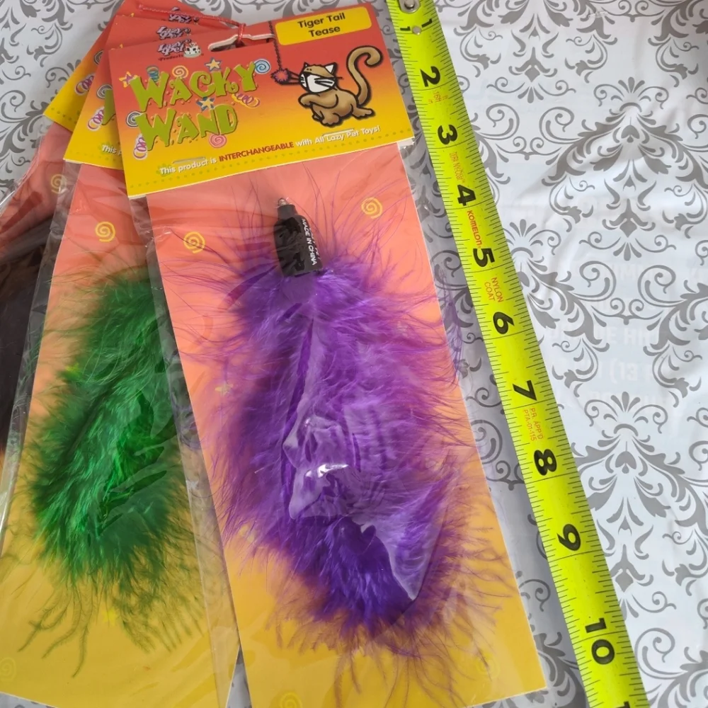 Lot of 3 Lazy Pet InteractiveTail Tease Cat Toy Violet, Green and Brown C1